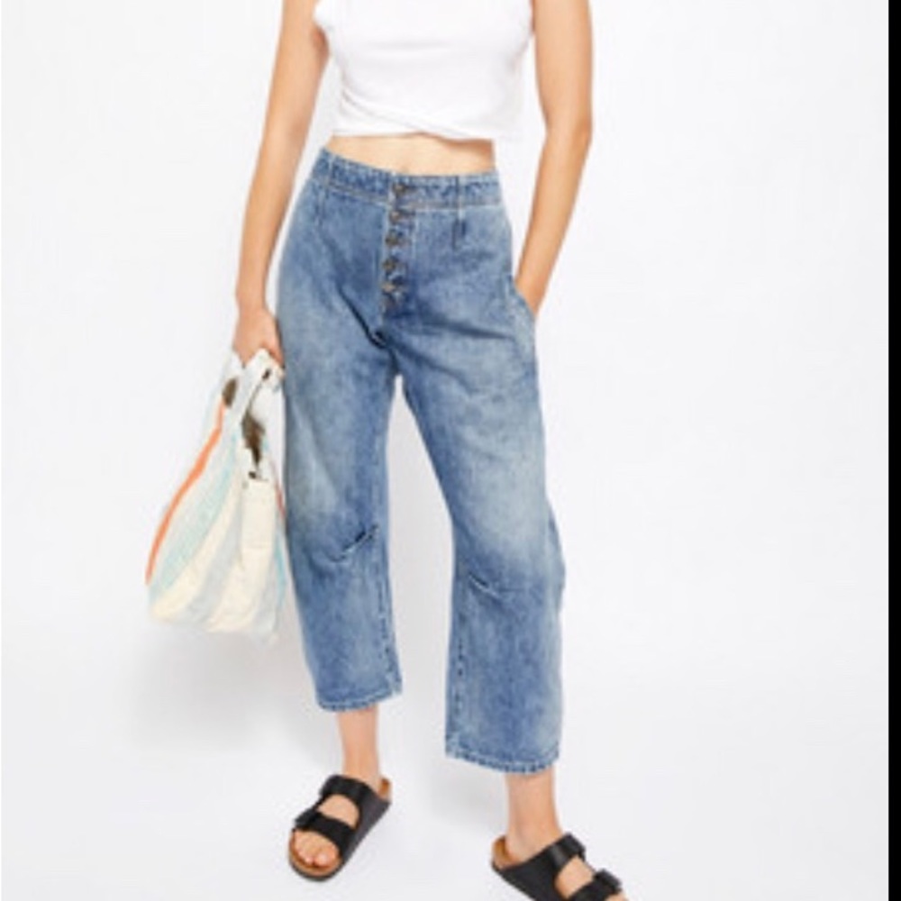 Free People We THE FREE Osaka Relaxed Barrel Jeans Pants Cropped Slouchy Size:26